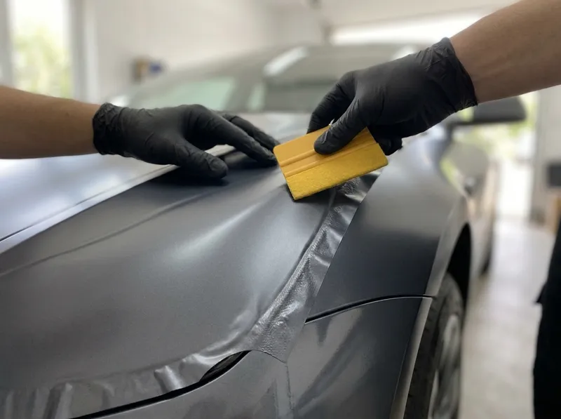 Custom vinyl wrap on a car at Tasha Car Detailing Miami
